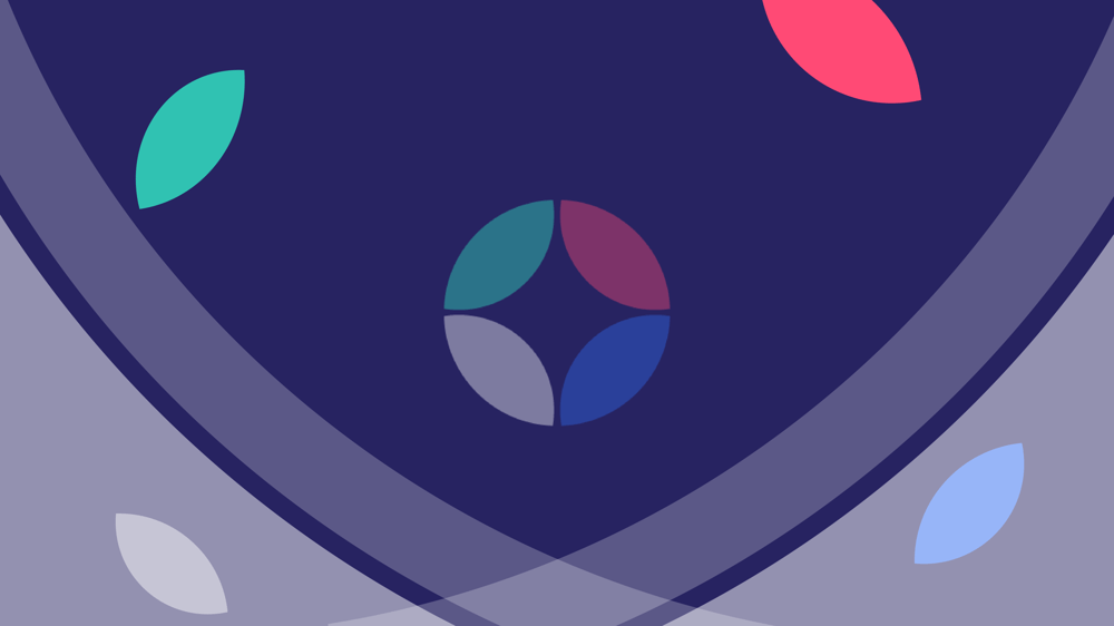 navy blackground with a faded lendingmetrics avatar logo in the middle framed with an opaque curve and scattered lendingmetrics brand petals