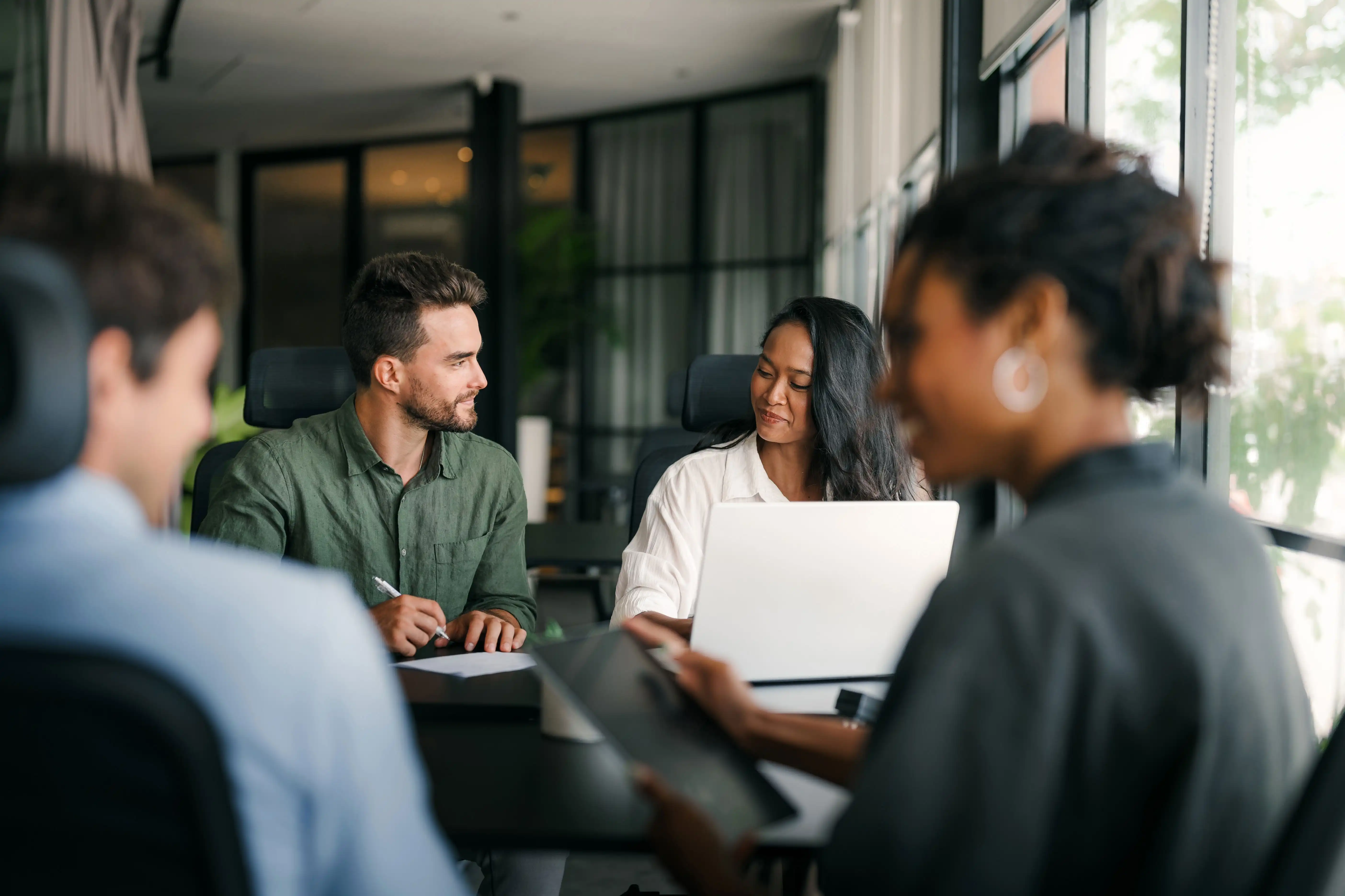 finance meeting with a small group of office workers